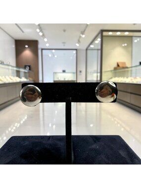 Vintage Silver-tone Small Button Type Stud Earrings